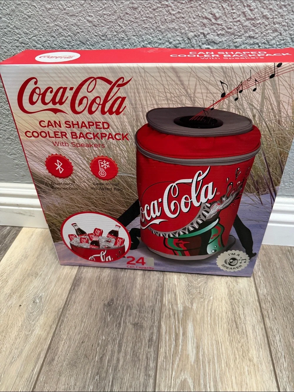 Coca Cola Red Can-Shaped Cooler Backpack with Bluetooth Speakers